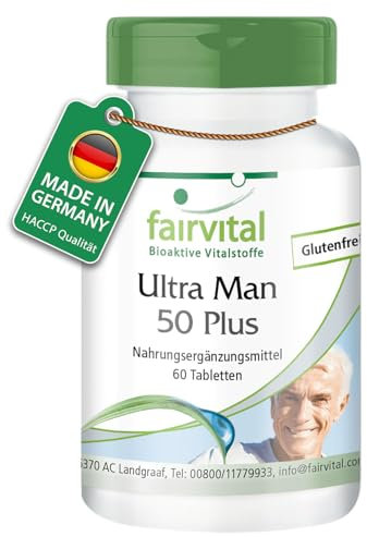 Fairvital | Ultra Man 50 Plus - 60 Tabletten - HOCHDOSIERT - Multivitamin, Multimineral & Aminosäuren Komplex für Männer - über 50 Inhaltsstoffe