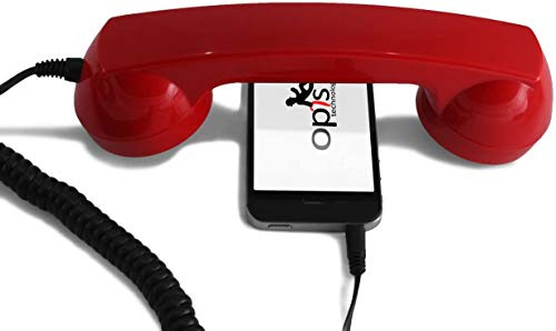 OPIS 60s Micro Hear für Android & PC: Retro-Mobilteil zur Verwendung mit Handy und Hörgerät (rot)