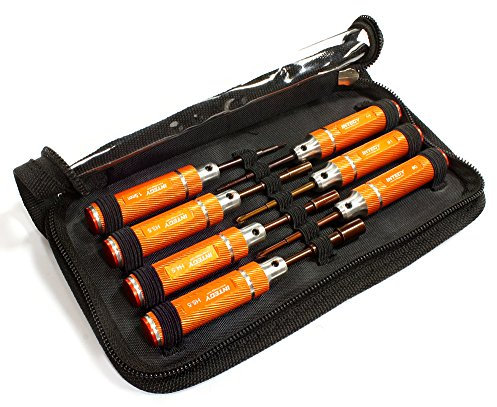 RC Model 7pcs Mini Tool Set, 1.5, 2.0, 2.5mm Allen + 4.0, 5.5 Socket + Screw Driver Tips