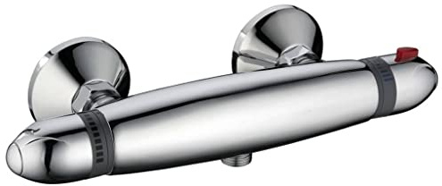 SCHÜTTE 52435 SUPRA Duschthermostat, Thermostatarmatur Dusche, Thermostat-Brausebatterie mit Sicherheitssperre, Mischbatterie Bad, Brausethermostat, Chrom