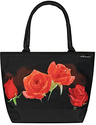 VON LILIENFELD Handtasche Blumen Rosen Bouquet Shopper Maße L42 x H30 x T15 cm Strandtasche Henkeltasche Büro