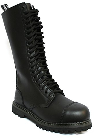 Grinders König Schwarz Herren Unisex Sicherheit Stahlkappe Militär Punk Stiefel 37