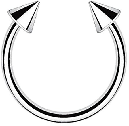 Piersando Piercing Hufeisen Septum Titan G23 mit Spikes Tragus Helix Nase Lippe Ohr Intim Nippel Augenbraue Brust Horseshoe Silber 1,2mm x 8mm x 3mm
