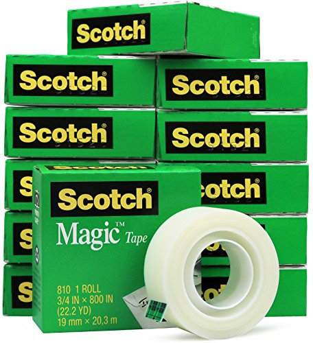 Scotch 810 Rolle Magic Klebeband, 3/10,2 x 2.032 cm (22,2 YD) – 12 Rollen 1 Pack of 12 Rolls n/a