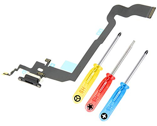MMOBIEL Ladebuchse Kompatibel mit iPhone X - 5.8 inch - 2017 - Dock Connector Flex Kabel - Audio Jack/Mikrofon/Antenne Ersatz - Inkl. Schraubenzieher - Grau