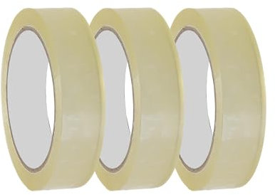 G4GADGET Paquete de 3 cintas transparentes de violonchelo, 24 mm de ancho, 45 micras de grosor, cinta adhesiva transparente fuerte para embalaje, envoltura y uso en la oficina