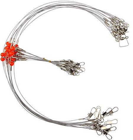 Fishing Leader Wire Rigs Stainless Steel Wire Trace Leader Rigs Saltwater Bottom Fishing Rig with Swivels Snaps Beads High Strength Surf Fishing Rigs for Lures Bait Rig Hooks 1 Arm 2 Arms