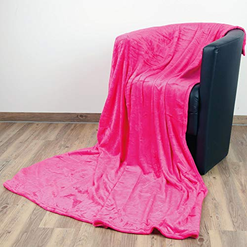 Bestlivings Kuscheldecke Celina 150x200 cm – große Sofadecke in Pink | 220g/m² Mikrofaser, beidseitig gleich weich und flauschig, wärmend, leicht – großzügiges Format, ideal für Sofa und Bett