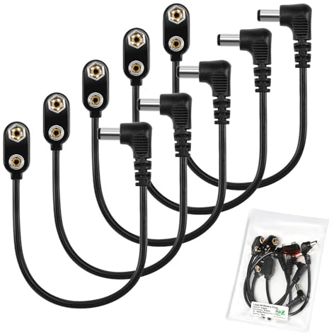Chanzon UL Wire 9v Batería Suministro de Energía Clip con 2.1mm x 5.5mm Conector DC Masculino en Angulo Recto Plug Adaptador I-Type Plástico Titular 5 Pack Kit para Tira de LED Arduino | Adaptador de enchufe CC macho en ángulo recto de 2,1 mm x 5,5 mm, kit de soporte de plástico para tira LED Arduino