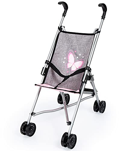 Bayer Doll Umbrella Stroller for Toddlers Foldable Grey 18-Inch, Easy Storage Lightweight Portable