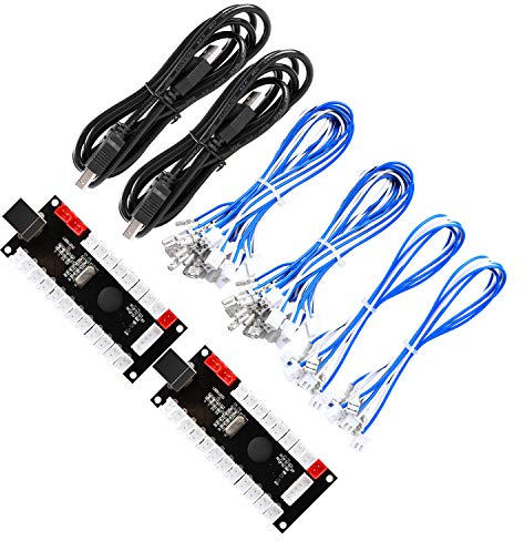 Hikig 2-Spieler Nullverzögerung Arcade USB Encoder PC Zum Joystick für MAME, Arcade-Spielekonsole DIY & Andere PC Kämpfen Spiele Kabel Passen für Joysticks und Tasten vom Typ HAPP