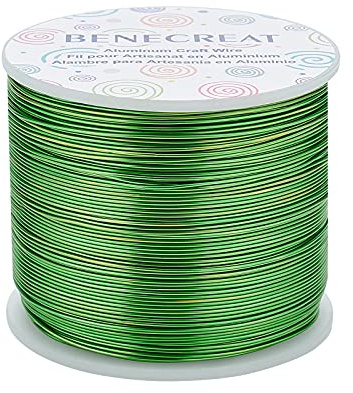 BENECREAT 20 Gauge (0.8mm) Aluminiumdraht Mit Mattem Effekt 235m Aluminiumschmuck Basteldraht Für Die Herstellung von Perlenkettenschmuck, Lime Green