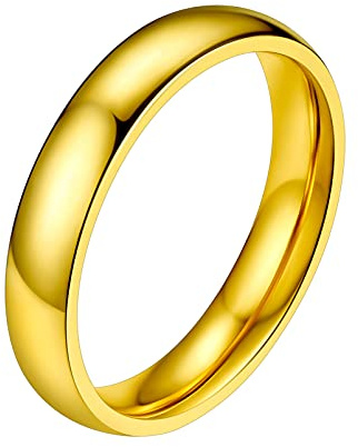 PROSTEEL Anello Uomo Oro Giallo Fede Anello Donna Uomo Acciaio Dorato Colore Oro Fede Anelli Placcati in Oro Uomo Misura 29