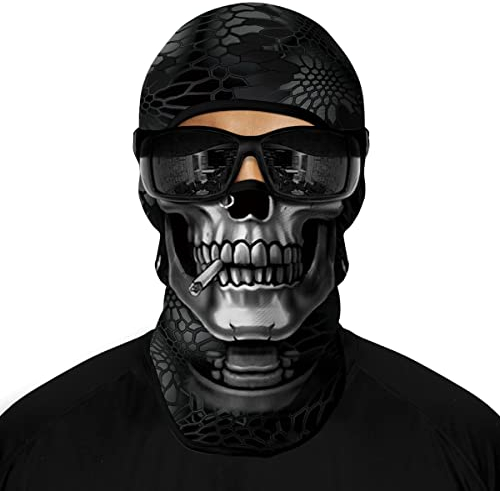 ShopINess Skimaske Totenkopf 3D UPF 40+ aus Mikrofaser für Motorrad Ski Snowboard Radfahren | Balaclava Sturmhaube Atmungsaktiv für Halloween Karneval und Outdoor-Sport (Bandit)