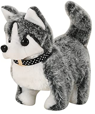 Elektronisch Plüschtier Spielzeug Hund der Läuft und Bellt,Interaktives Stofftier Husky, Haustiere Hund Spielzeug Kinder, Interaktives Plüschtiere für kinder, Simulation Hund Plüschtier Kuscheltier