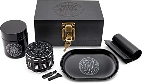 MYSTE ZODIAC Scatola con Accessori, Grande Grinder 63 mm, Set a Prova di Odore, Macina Spezie Grande, Stash Box con Serratura