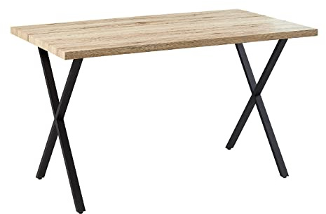 CLIPOP 120cm Dining Table Oak Effect Top Kitchen Eating Table with Metal legs Industrial Rectangle 4 Seater Dinner Table for Dining Room Kitchen Restaurant