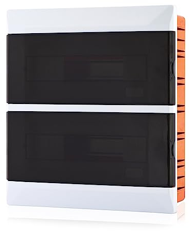 Lion Electric switch cabinet flush-mounted 2 rows | 24 modules fuse box white for switch electrical installation IP40, distribution box with top hat rail and transparent door for all indoor areas