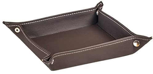 TIENDA EURASIA - Vaciabolsillos, Bandeja para Recibidor, Plato para la Entrada, Deja Llaves, Monedas, Organizador Entrada en Polipiel, Vacia Bolsillos de 18 x 18 cm con Corchetes