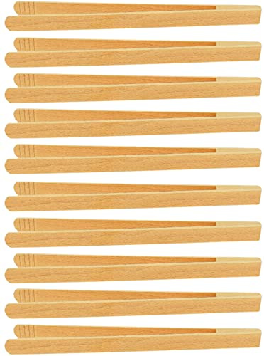 teemando® 20 X Marken Grillzange 30 cm aus Buchenholz für Wurst, Steaks und Gemüse. Die Bratwurst-Pinzette mit der Rillen-Fräsung