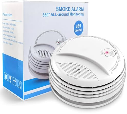 Daytech Smoke Alarms for Home, Fire Alarm with LED Indicator and Silent Button,Optical Smoke Detectors Battery Operated With 85dB Audible,Smoke Alarm Conforms to EN 14604 (1 Pack)