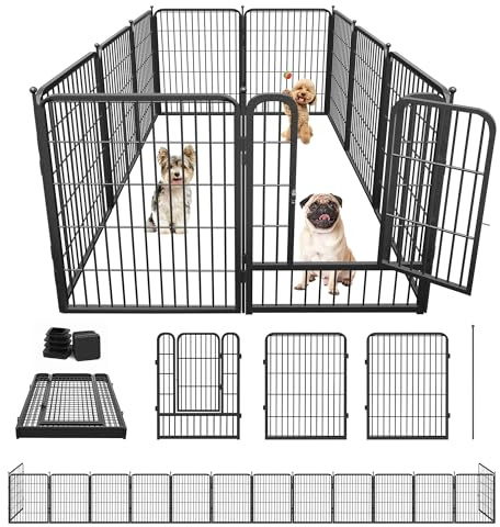 Jhsomdr Dog Playpen 32 inch 10 Panels Portable Pet Fence Outdoor for Yard Indoor Dog Pen for Medium/Small Animals, Large Pet Puppy Playpen Heavy Duty Pet Fence for RV Camping, Yard