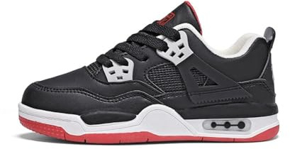 Adoff Basketballschuhe für Kinder, Freizeitschuhe, Brettschuhe, Sportschuhe für Studenten, Kinderschuhe (schwarz rot,35)