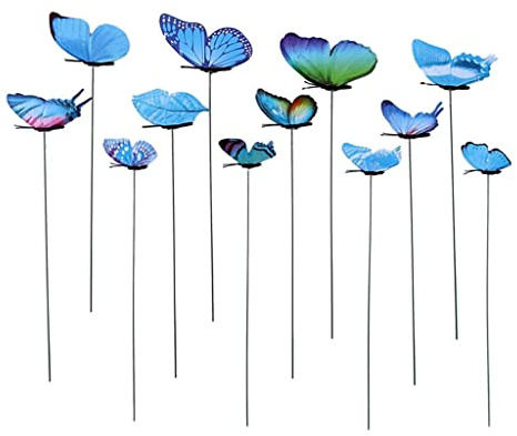 Folpus Garten Schmetterlinge Deko, 12-teiliges Set für Ihren Hof, Blau