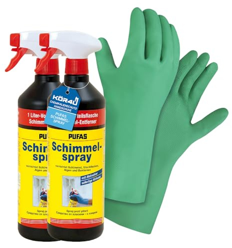 2x PUFAS Schimmel-Spray Aktiv-Chlor CL 1L, inkl kör4u Chemieschutzhandschuh