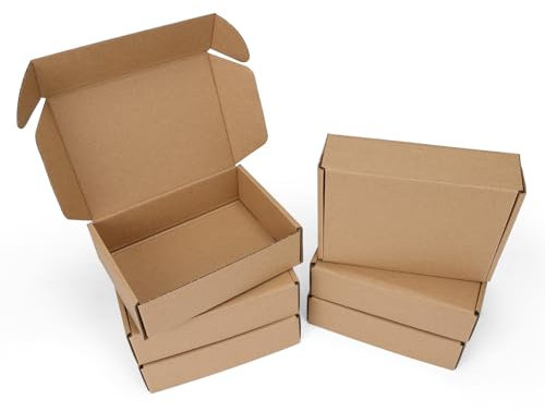 HORLIMER 6 Stück Versandkarton Klein Karton Box, 178x127x50 mm Mailer Boxen, Verpackungskartons aus Wellpappe für Warensendung, Geschenkbox, Faltkarton, Postkarton(Braun)