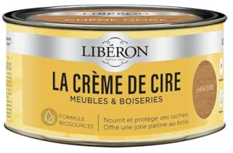 Libéron La Crème de Cire pour Bois - En Pâte - Chêne Doré 500ml | Nourrit et protège des taches, Offre une jolie patine au bois, A base de cire végétale, Formule Biosourcée