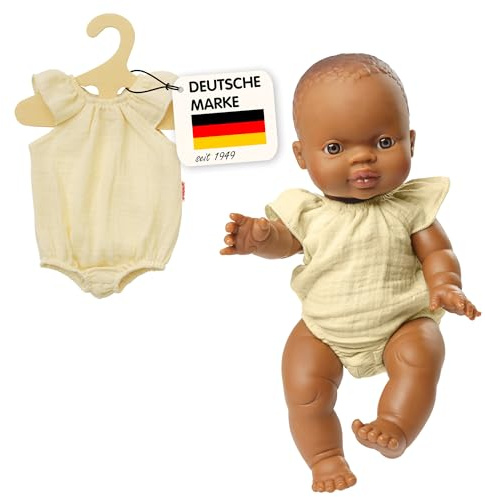 Heless 2413 - Vestiti per Bambole in 100% Cotone Biologico, Corpo con Volant in Ecru per Bambole e Peluche di Dimensioni 35-45 cm