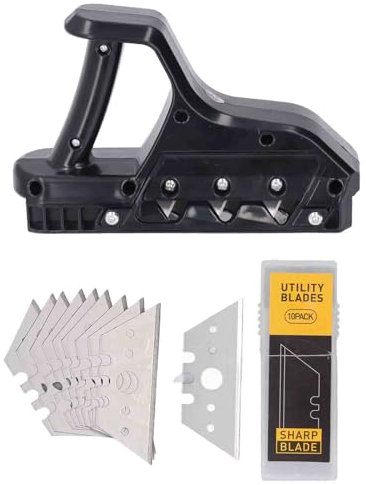 Pialla per Smussare Cartongesso 60°, Taglierina Rapida con 10 Lame di Ricambio, Strumento per Bordi a Spessore per Legno e Pannelli in Plastica, Accessorio da Lavoro Fai da Te