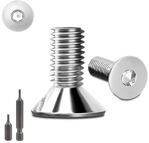 150 Tornillos de Cabeza Avellanada de Acero Inoxidable M3 x 6 mm, Hexágono Interior, Con 2 Unidades, Cabeza Hexagonal DIN 7991/ISO 10642