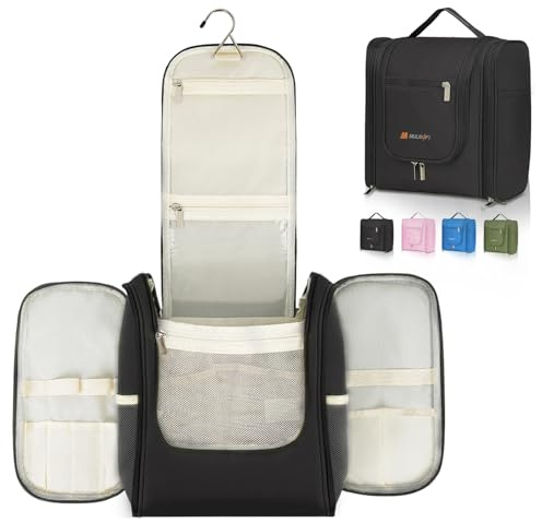 MULISOFT Reise-Kulturbeutel für Damen und Herren, extra großer Kulturbeutel, tragbare hängende Kulturbeutel, wasserabweisend, Dopp Kit für Toilettenartikel, Kosmetik, große kompakte