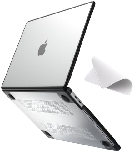 eleger bruchsicher Hülle kompatibel mit MacBook Pro 13 Zoll M2/M1 A2338 A2251 A2289 A2159 A1989 A1708 A1706, Ausgabe 2022-2016, schwarzer TPU Stoßstange & Harte PC Case, Matt klar