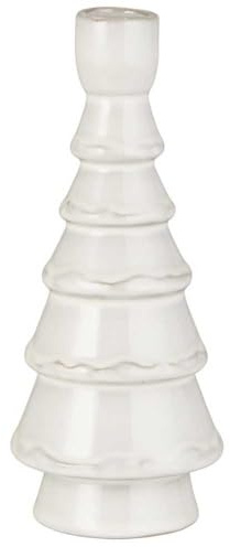 IB Laursen Kerzenhalter Tannenbaum Weiß Keramik für 1 Kerze 20 cm Kerzenständer