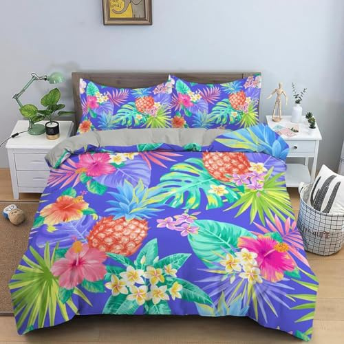 NDXRWDZR Copripiumino una Piazza e Mezza 200x200 cm Adolescente Monstera Deliziosa Set di Biancheria da Letto Cerniera Nascosta Morbido Traspirante Microfibra Set Copripiumini e 2 Federe 50x80 cm