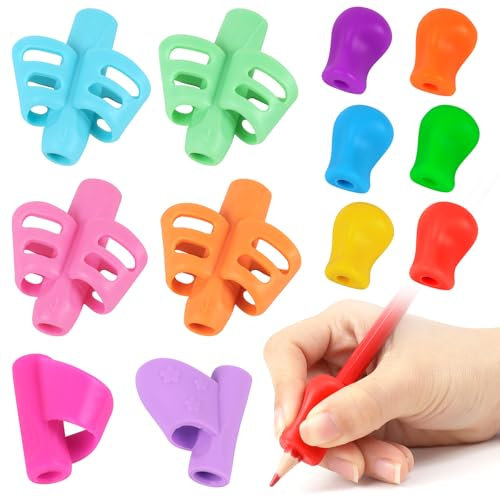 PROPOG Guide Doigts Ecriture Enfant, Lot de 12 Guide Doigt Embout Crayon Grips Pour Crayon Pour Enfants Étudiants Aide Ecriture Enfant, Devoirs Dessin Cahier Magique Écriture