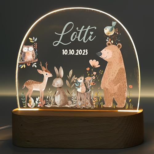 MINIHELDEN - Nachtlicht Baby mit sanftem Licht für Schlafzimmer – Personalisierte Geschenke für Kinder mit Namen – Dimmbares Nachtlicht Kinder – Baby Geschenk zur Geburt – Stilllicht mit USB-Kabel