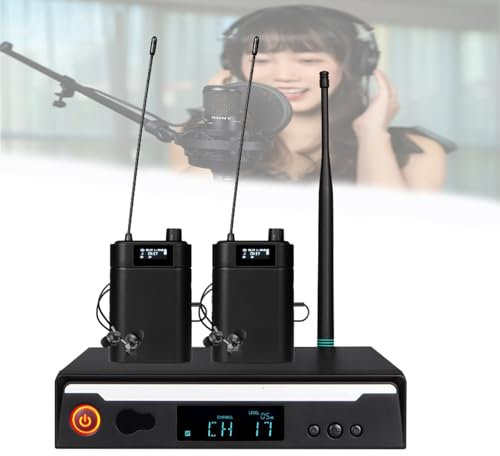 Pro Stereo Wireless Microphone System,Dual Channel Portable Uhf Digital Audio Mic Set,100m Range,Multi-Machine Connection,Lapel Microphones for Speaking,Singing,Church,Dj