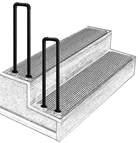 Pasamanos de metal negro para escalones de cemento y madera, pasamanos de escalera al aire libre, pasamanos para escalones exteriores, barandilla de escalera para balcones y terrazas