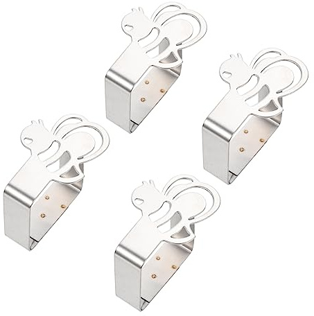 Veemoon 4piezas Pinzas para Manteles De Acero Inoxidable Forma De Abeja De Clips para Mesa Exterior Sujetadores Antideslizantes para Manteles Picnics Fiestas y Restaurantes