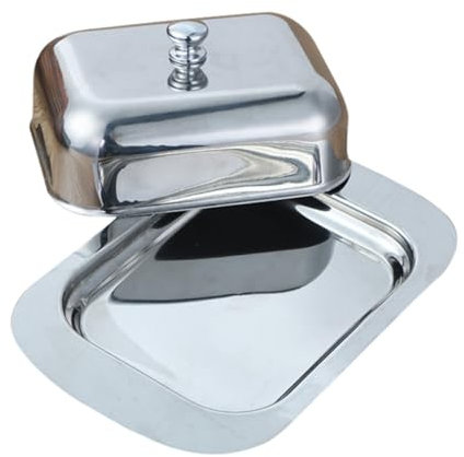 SHOWERORO Stainless Steel Butter Storage Plate Lid Food-Grade Cheese Container for Use Multi-Purpose Kitchen Utensil for Butter Cheese and Desserts