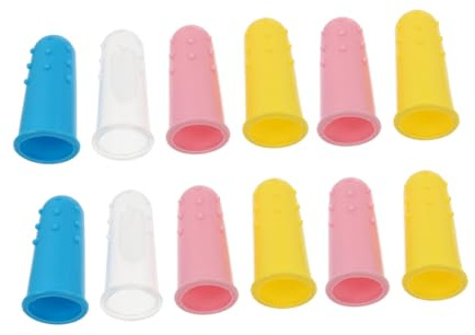 Pack Silikon Fingerzahnbürste für Babys und Kinder zur Mundreinigung | Weiche Ausführung, 12 Stück, für Babys und Kinder, Geschenkidee zum Geburtstag oder Weihnachten Zufällige Farbe