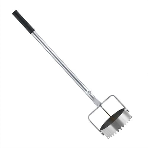 Attrezzi per piantare bulbi con manico lungo, multiuso per rimuovere zolle con base seghettata, fori per scavare fori per serre, giardino, rimozione prato e Plugger, fioriera per erba (diametro 11,5