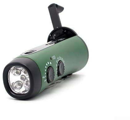 Radio a energia solare a manovella con torcia a LED luminosa, versatile funzionalità caricabatterie per telefono cellulare per casa e campeggio all'aperto (verde)