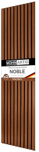 wohnartig® Akustikpaneele NOBLE 1,485m² - 275cm x 54cm* Set - (Set = 2 Stück 275cm x 27cm) | Farbe: Cherry auf schwarzem Filz | Wandverkleidung | Akustikpaneel | Wandpaneele auf Filz | Akustikfilz