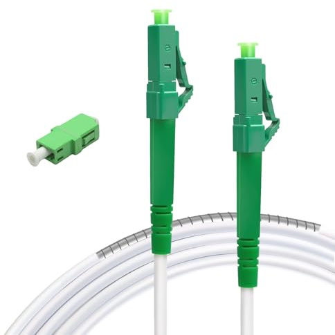 Vesperia Cable de fibra óptica de red blindada LC/APC a LC/APC OS2 Simplex monomodo 9/125μm LSZH FTTH 3.0 mm Cable de conexión con acoplador adaptador