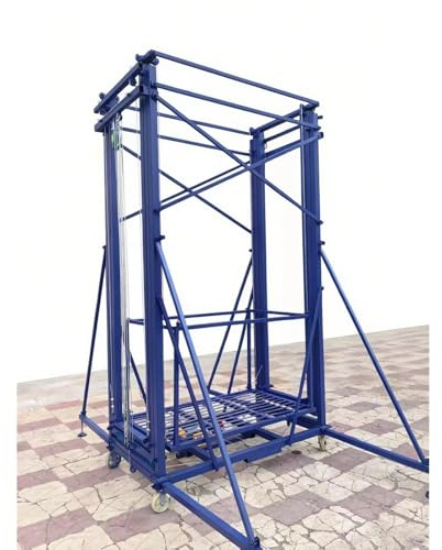 Sollevatore elettrico per ponteggi con carico di 450 kg, altezza di sollevamento di 8 m, piattaforma motorizzata per ponteggi con paranco PA1000, dimensioni della piattaforma 1,6 x 0,9 m, telai per